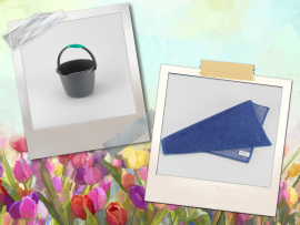 26/17.hét - Felkészülés az Anyák napjára I - Kis takarító vödör(6 l)SZÜRKE+ Dörzsi kendő (30*30) KÉK