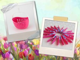 26/06.hét - Párosan szép az élet - Pink Teregető szett (10 pink Csipesz + 1 Csipesztartó kosár)